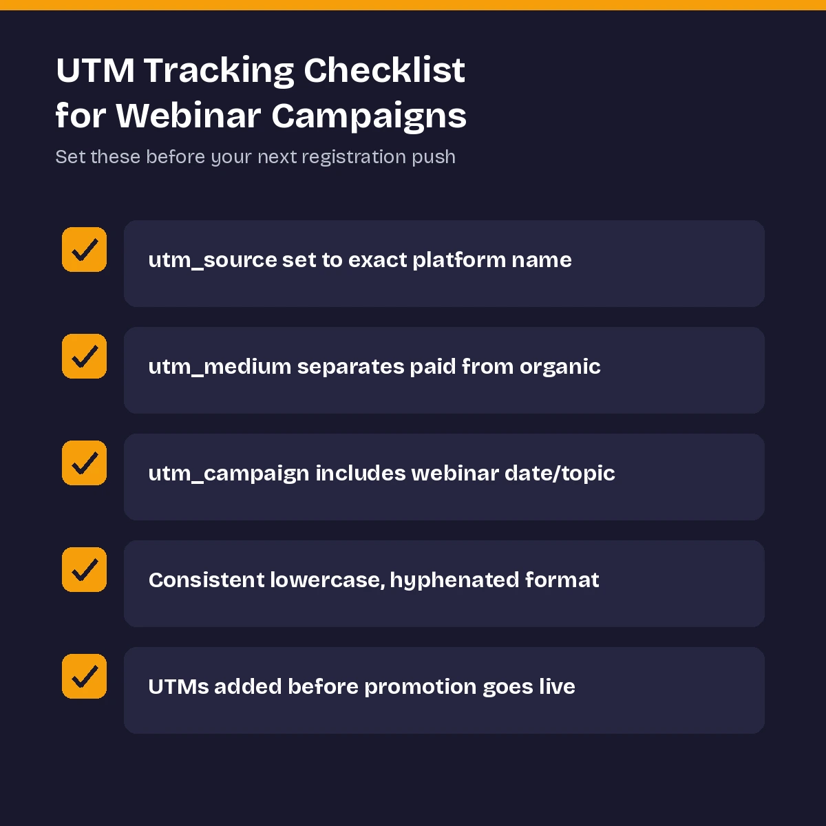 Webinar utm checklist